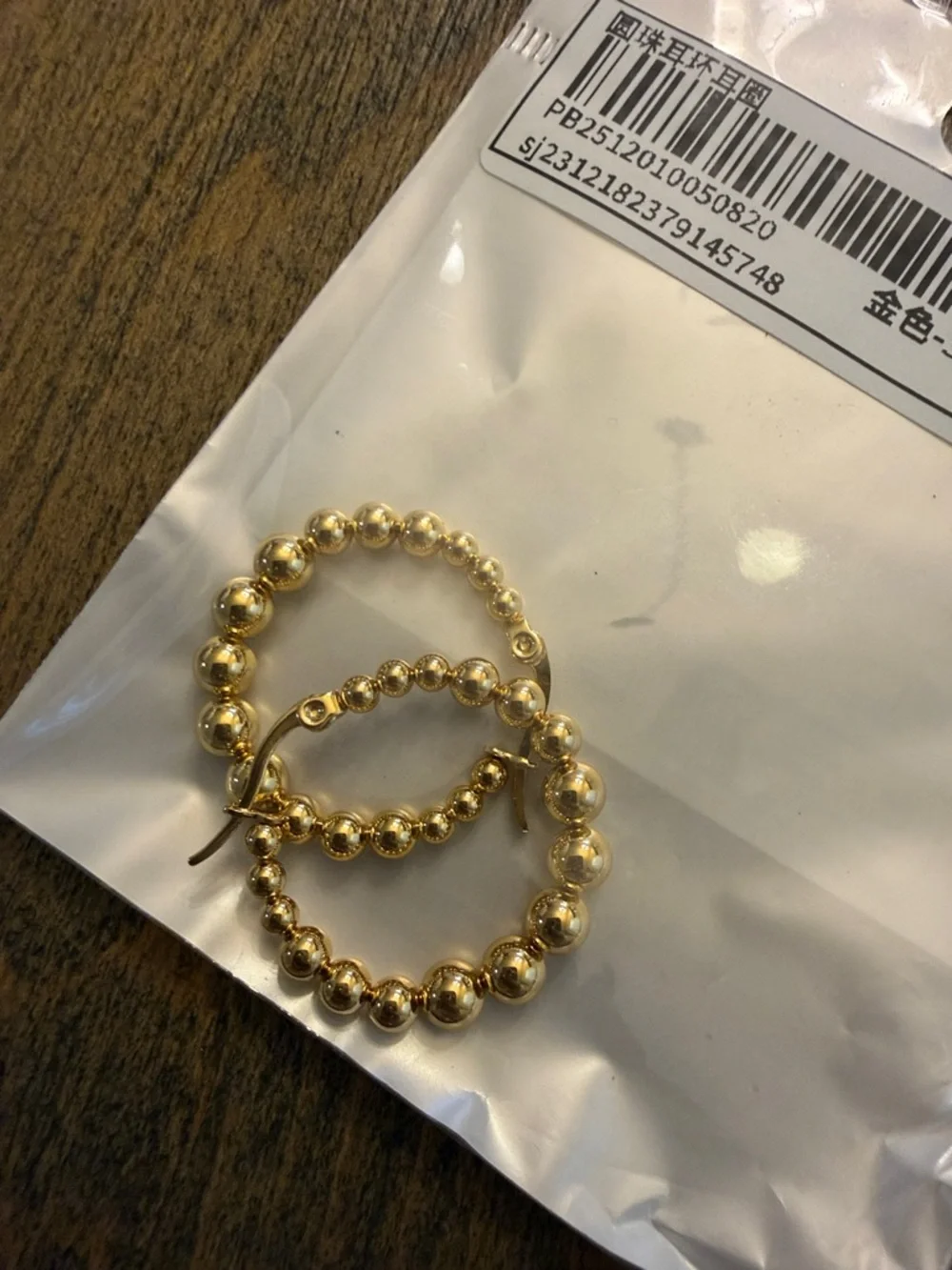 18k Stainless (s1) Steel Hoop Earrings ball bead gold